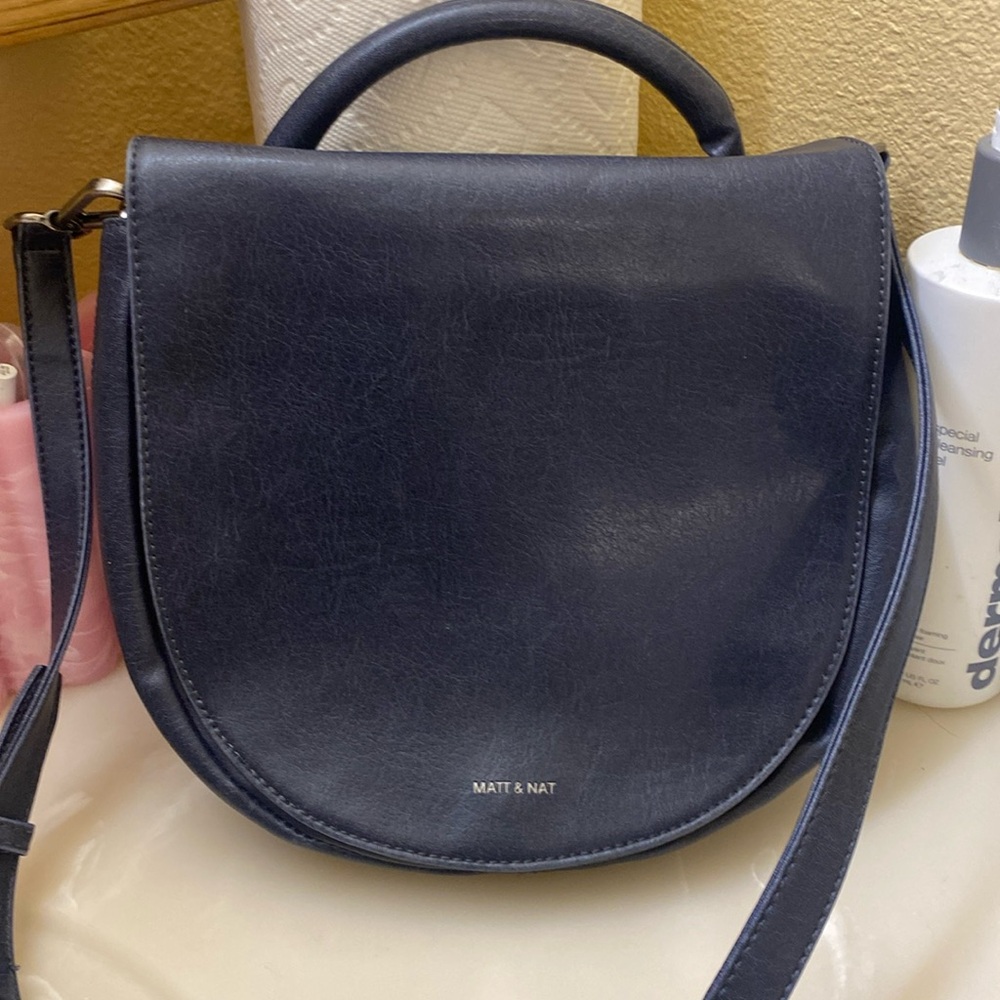 Matt& Nat deep blue leather crossbody bag